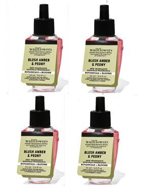 Bath and Body Works BLUSH AMBER & PEONY Wallflowers Fragrance Refill Bulbs x 4